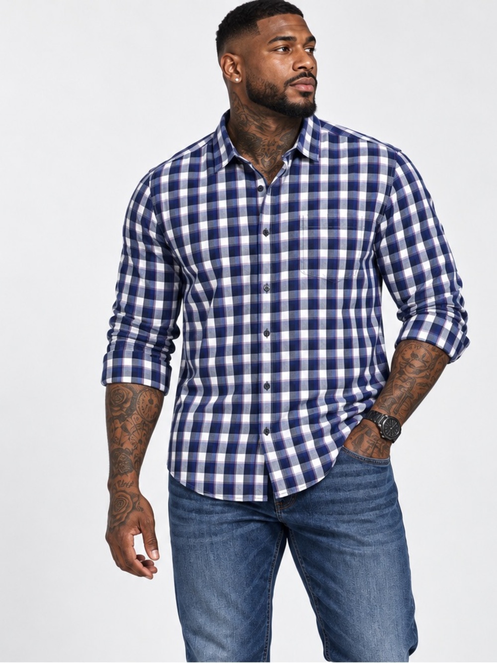 Van Heusen Fitted Long Sleeve Button Up